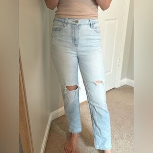 Kendall + Kylie The Icon Light Blue Distressed High Rise Straight Women's Jeans